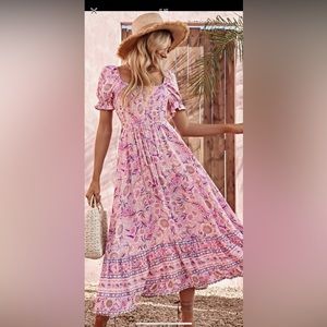 Scoop neck floral print dress